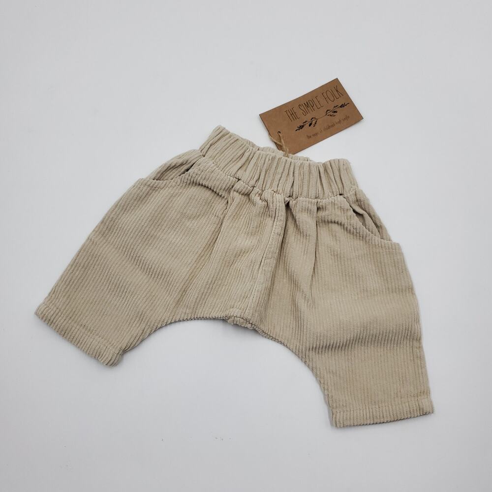 The Simple Folk The Corduroy Harem Trouser in Oatmeal Size Newborn